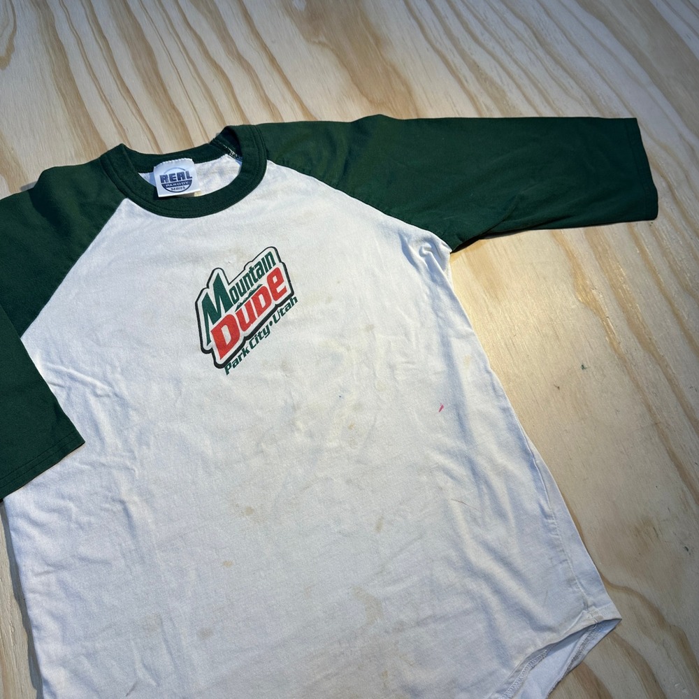 Real Parody Series Mountain Dude Park City Utah Raglan Baseball Tee Youth L